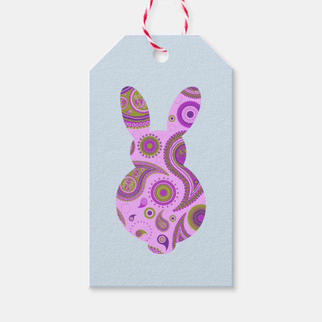 Funky Bunny i Crazy Paisley Gift-etikett Presentetikett (Framsidan)