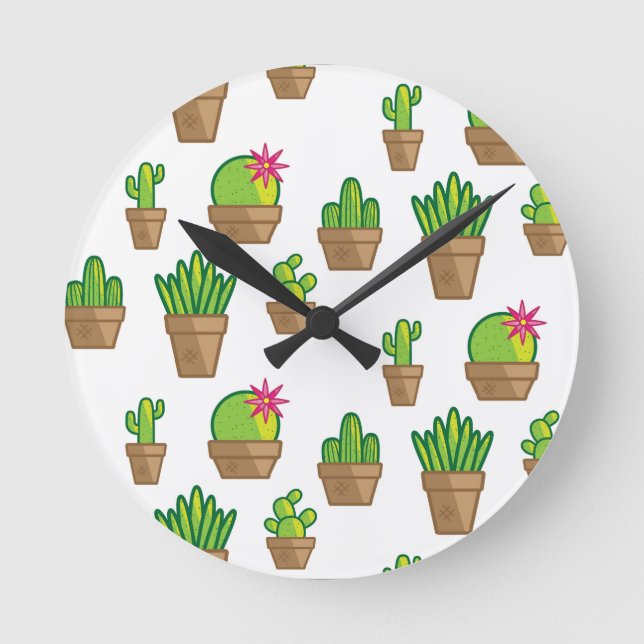 Funky Cactus Rund Klocka (Framsida)