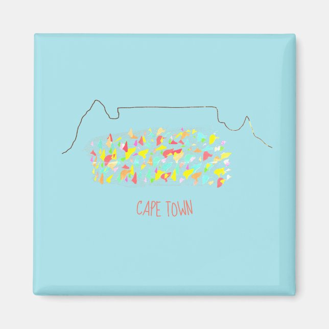 Funky Cape Town Bord Mountain Colorful Magnet (Framsidan)