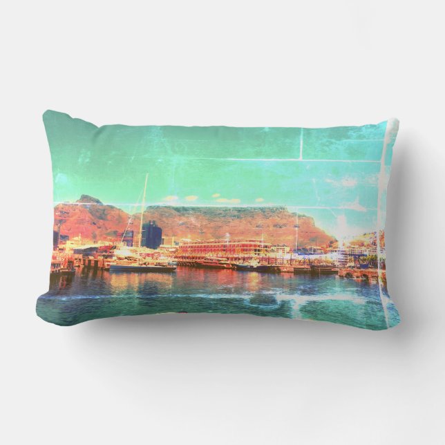 Funky Cape Town Harbour Bord Table Mountain Kastku Lumbarkudde (Framsida)