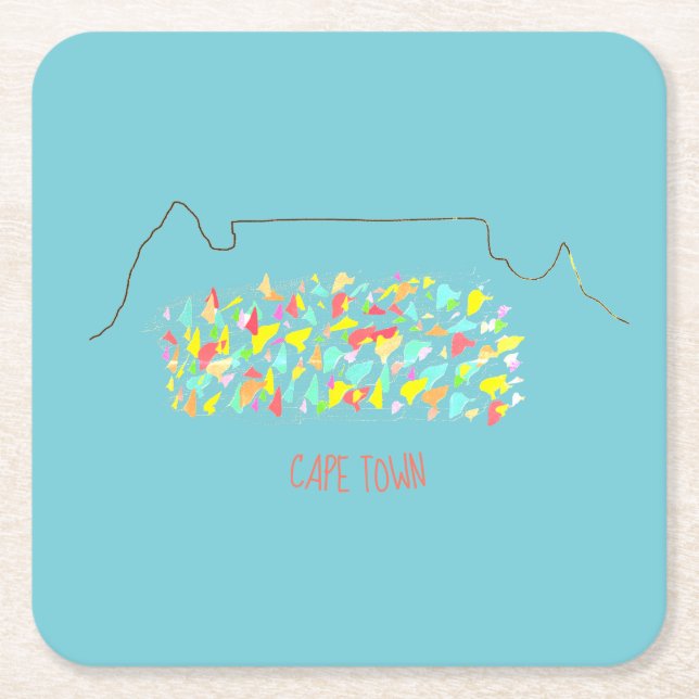 Funky Cape Town Table Mountain Färgglad Bricka Underlägg Papper Kvadrat (Framsidan)