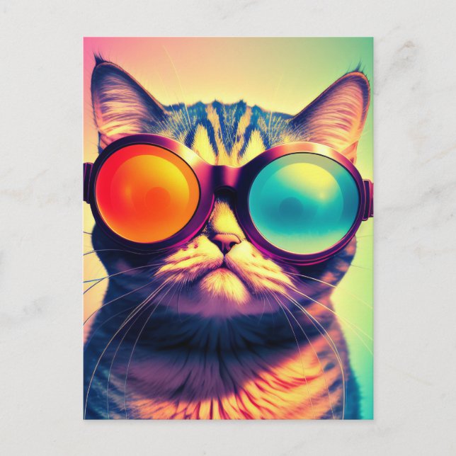 Funky Cats Psychedelic Acid Dream World Vykort (Framsida)