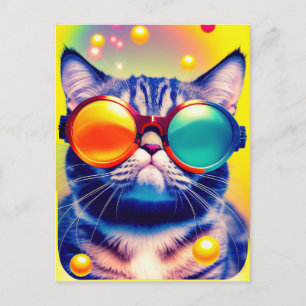 Funky Cats Psychedelic DMT Äventyr Vykort