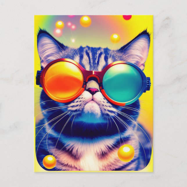 Funky Cats Psychedelic DMT Äventyr Vykort (Framsida)