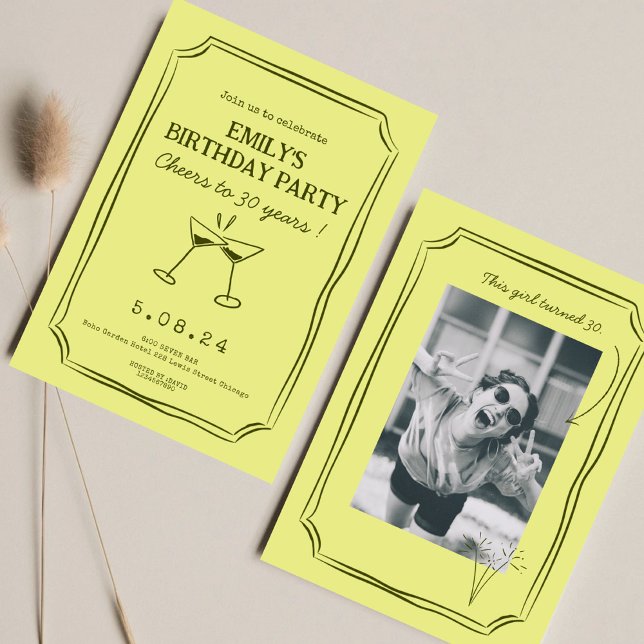 Funky Cheers för Grönt Öl 30:e födelsedagen Inbjudningar (Skapare uppladdad)