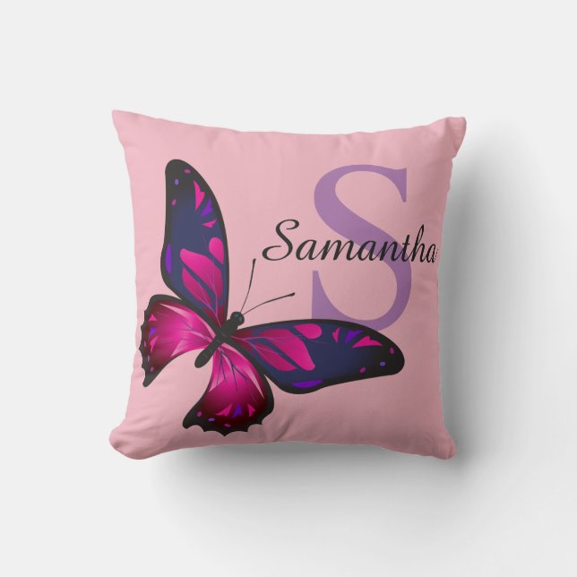 Funky Chic Butterfly Monogram Dekorativ kudde (Framsida)