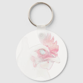 Funky Chicken Hen Tupp Head Nyckelring