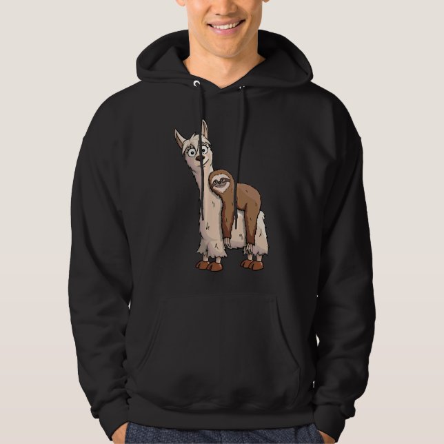 Funky Chilled Sloth Riding A Finare Llama Hoodie (Framsida)