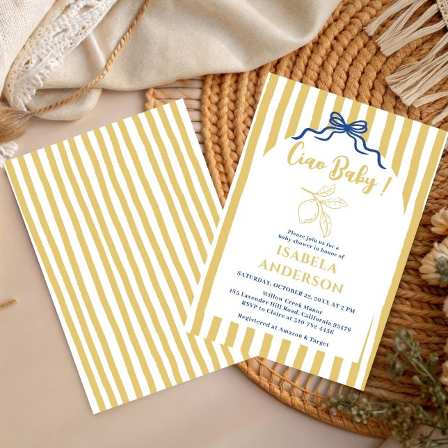 Funky Ciao Baby Hand Drawn Italian Baby Shower  Inbjudningar (Skapare uppladdad)