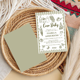 Funky Ciao Baby Hand Drawn Italian Baby Shower  Inbjudningar