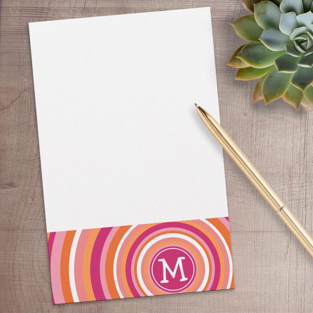 Funky Circle Mönster med Monogram Brevpapper (Personalized Stationery)