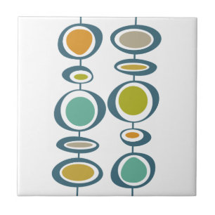 Funky Circles Mid Century Modern Colorful Retro Kakelplatta