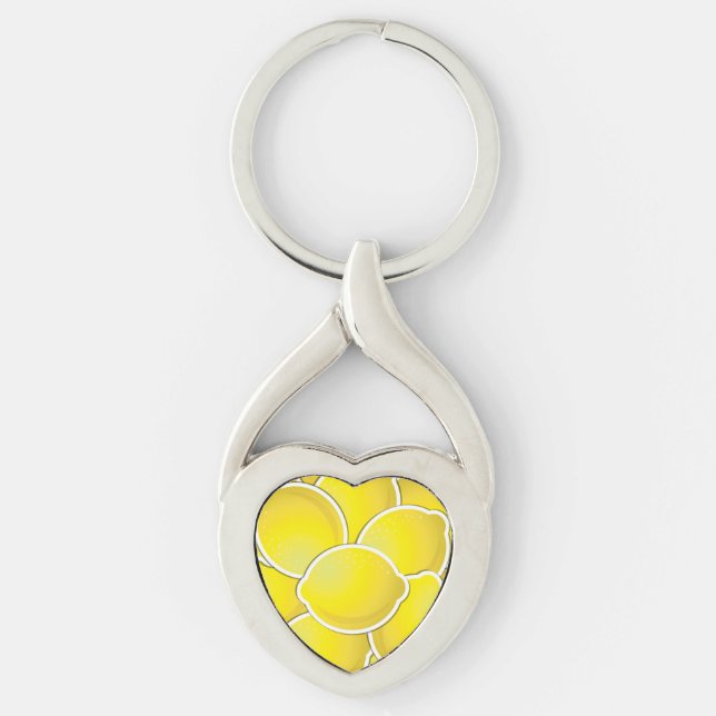 Funky citron twisted heart silverfärgad nyckelring (Framsidan)