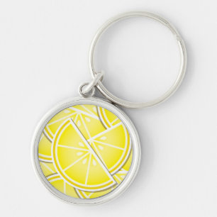 Funky citrongräs! rund silverfärgad nyckelring