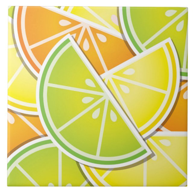 Funky citrusfrukter kakelplatta (Framsidan)