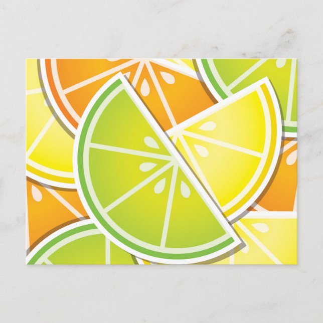 Funky citrusfrukter vykort (Framsida)