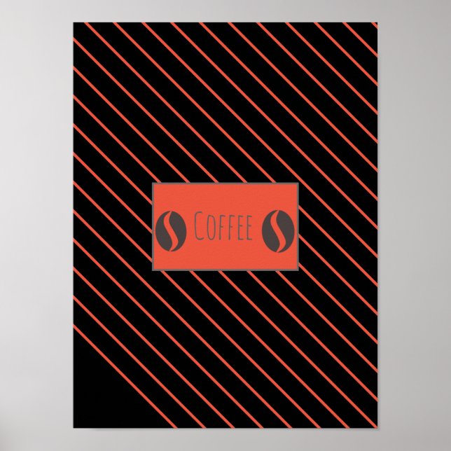 Funky Coffee Beans Plate Red Rand Poster (Framsidan)
