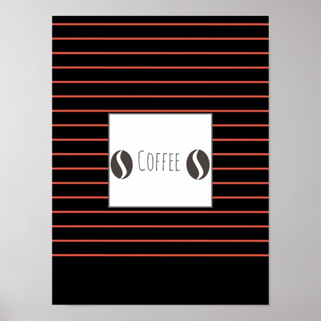 Funky Coffee Beans Plate Red Rand Poster (Framsidan)