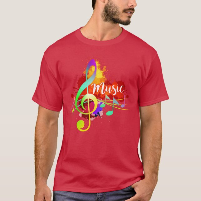 Funky Colorful Musicreble Musical Note Art vi T Shirt (Framsida)