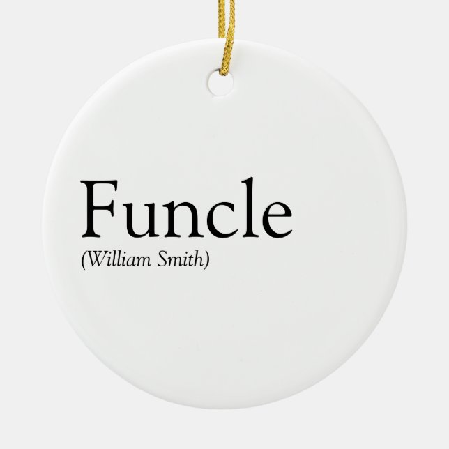 Funky Cool Kul Farbror Modern Svart och Vit Julgransprydnad Keramik (Framsidan)