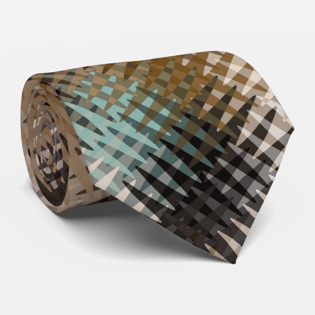 Funky Coola Multi Brown Vågigt Zig Zag Mönster Slips (Rullad)