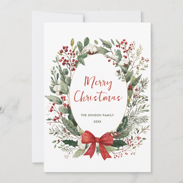 Funky Country Retro Boho Christmas Wreath Holiday Julkort (Framsida)