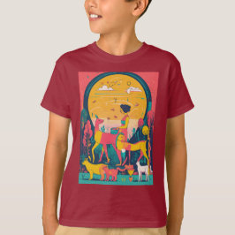 "Funky Creat: Maroon Kids'Tee" T Shirt