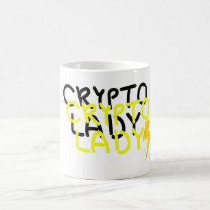 Funky Crypto Lady Energi Kraft Tecken Kaffemugg