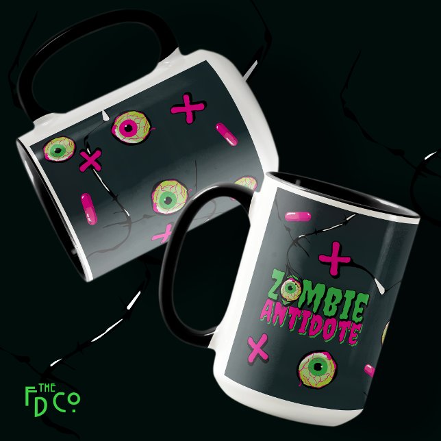 Funky Cute Funny Ghoulish Zombie Antidote Pun Mugg (Skapare uppladdad)