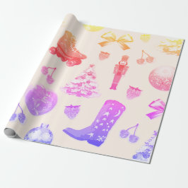 Funky Cute Girly Rosa jul Mönster Presentpapper