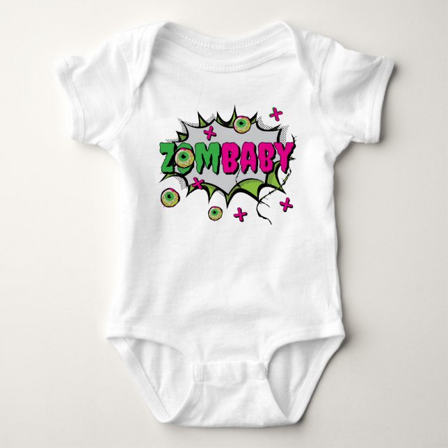 Funky Cute Roligt "ZomBaby" Zombie Pun T Shirt (Framsida)