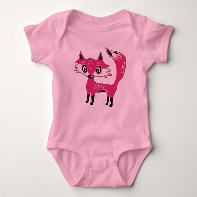 Funky Cute Rosa Fox T Shirt (Framsida)