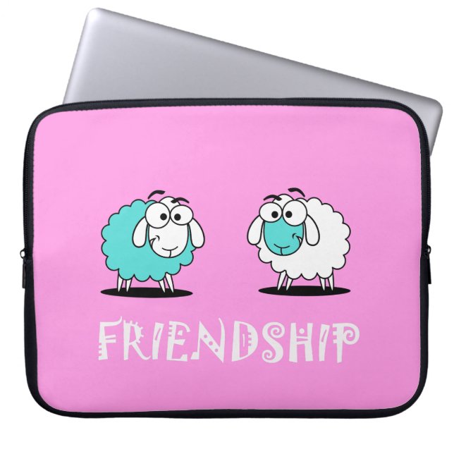 Funky Cute Sheep Vänskap Laptop sleeve (Framsidan)