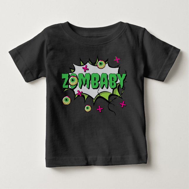 Funky Cute "ZomBaby" Zombie Hugs och Kisses T Shirt (Framsida)