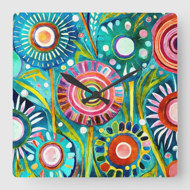 Funky Dandelions väggklocka (Framsida)