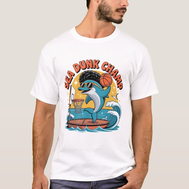 Funky delfindunk Afro Basket T Shirt (Framsida)