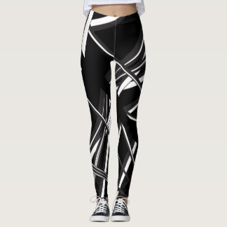 Funky, designade, svarta och vita, enastående balk leggings