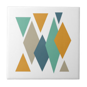 Funky Diamonds och Triangles Mid Century Modern Kakelplatta