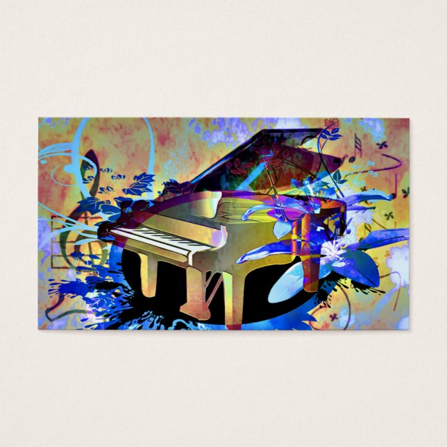 Funky Digitalt Färgad Piano Visitkort (Framsidan)