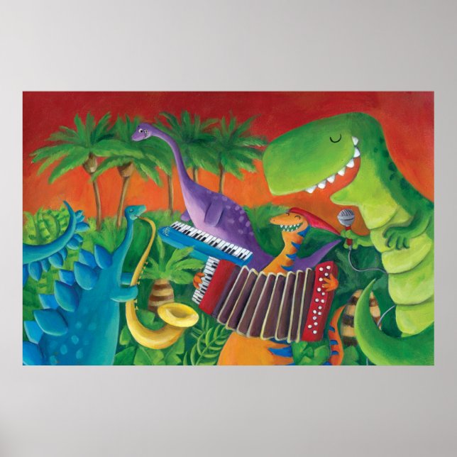 Funky Dinosaur Band Poster (Framsidan)