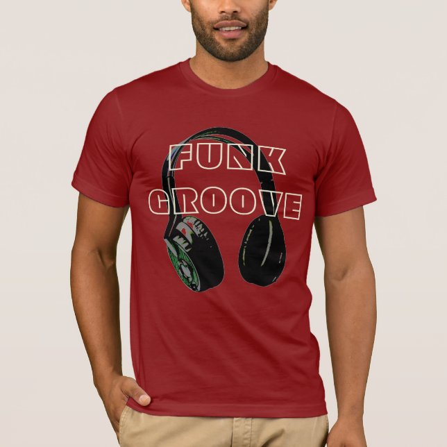 Funky Disco Headphone Music Entertainment Retro T Shirt (Framsida)