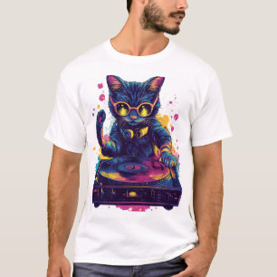 Funky DJ Cat – Retro Disco Kitty Party T Shirt