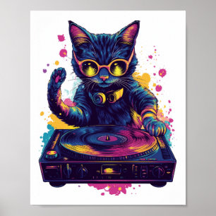 Funky DJ Katt � Retro Disco Kitty Party Poster