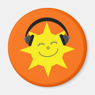 Funky DJ leende sol orange magnet