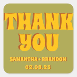 Funky Djärv Grön Gul Röd Funky  Fyrkantigt Klistermärke