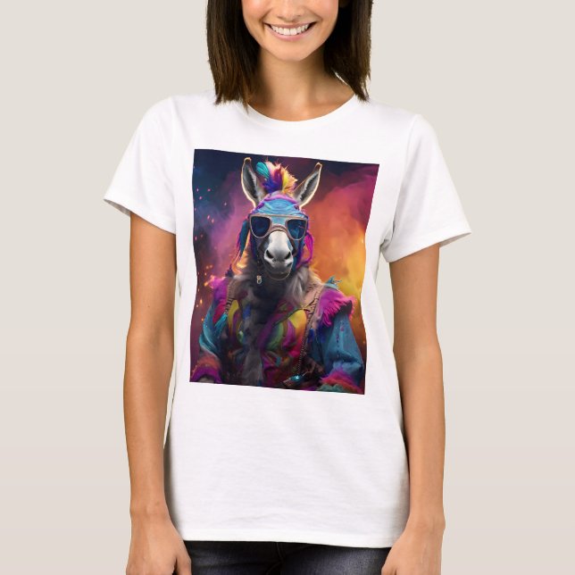 Funky Donkey Blue Glass T Shirt (Framsida)