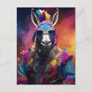 Funky Donkey Blue Glass Vykort