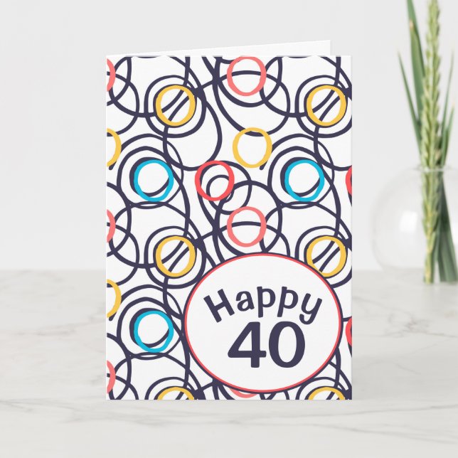 Funky Doodlar för 40:e födelsedagen Kort (Framsida)