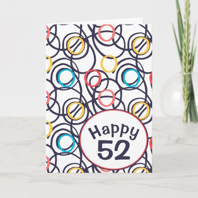 Funky Doodles för 52-årsdagen Kort (Framsida)