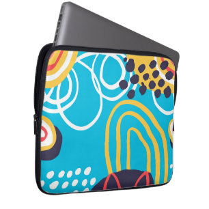 Funky Doodles on Aqua Laptop Fodral